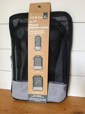 W & W Three Piece Set Deluxe Packing Cubes Travel Organizers Brand New